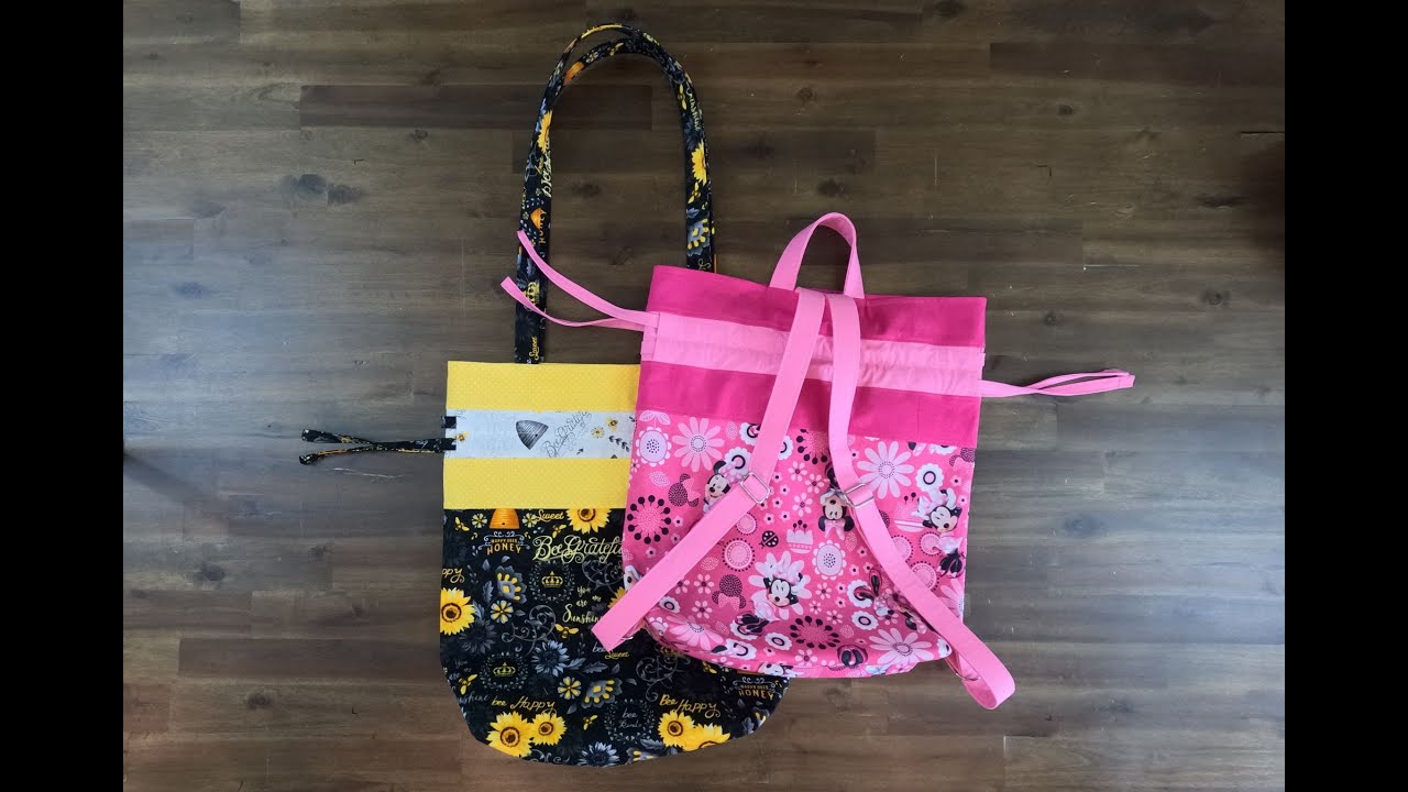 Drawstring tote & drawstring backpack pattern tutorial part 1. Easy for the beginning bag maker.