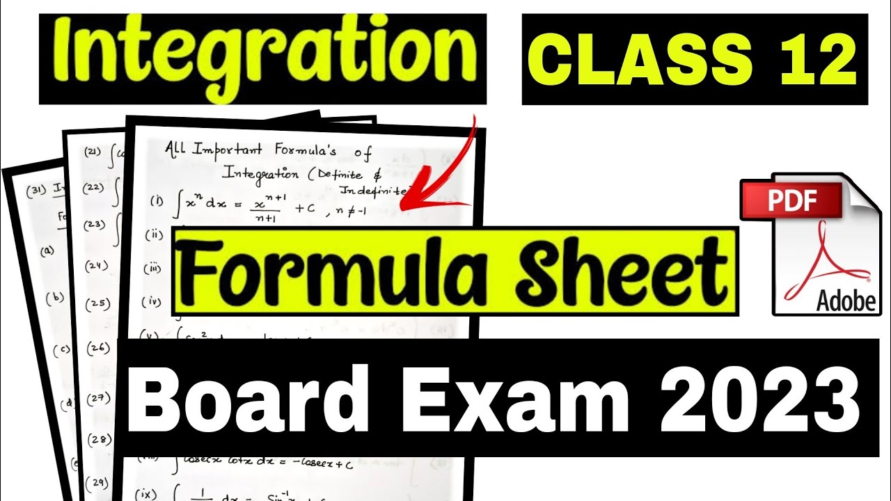 Integration All Formulas Class 12 Maths || Integration Formulas list || Class 12th maths Integrals