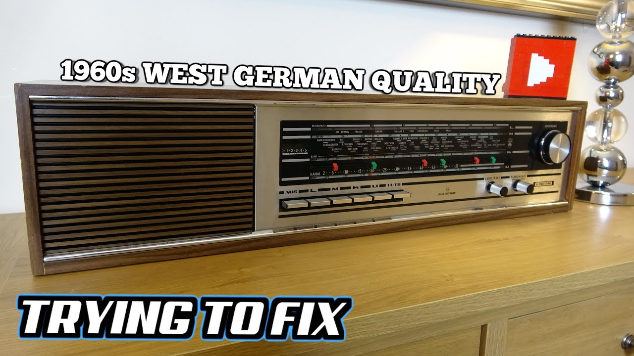 Trying to RESTORE a Dirty HUGE Vintage West German 1960s GRUNDIG Bookshelf RADIO
