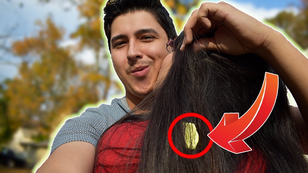 Putting Gum In Girlfriend's hair Prank!!
