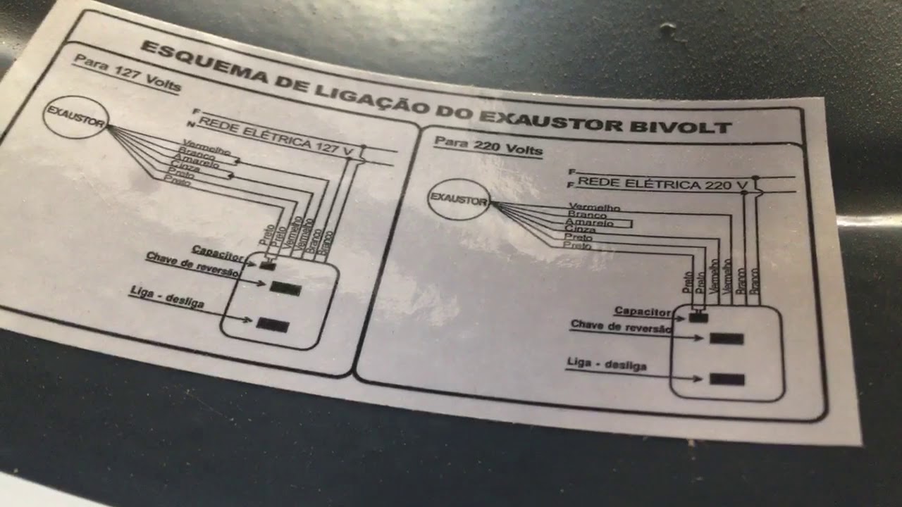 Exaustor Tron - esquema ligação sem chave (apenas interruptor)