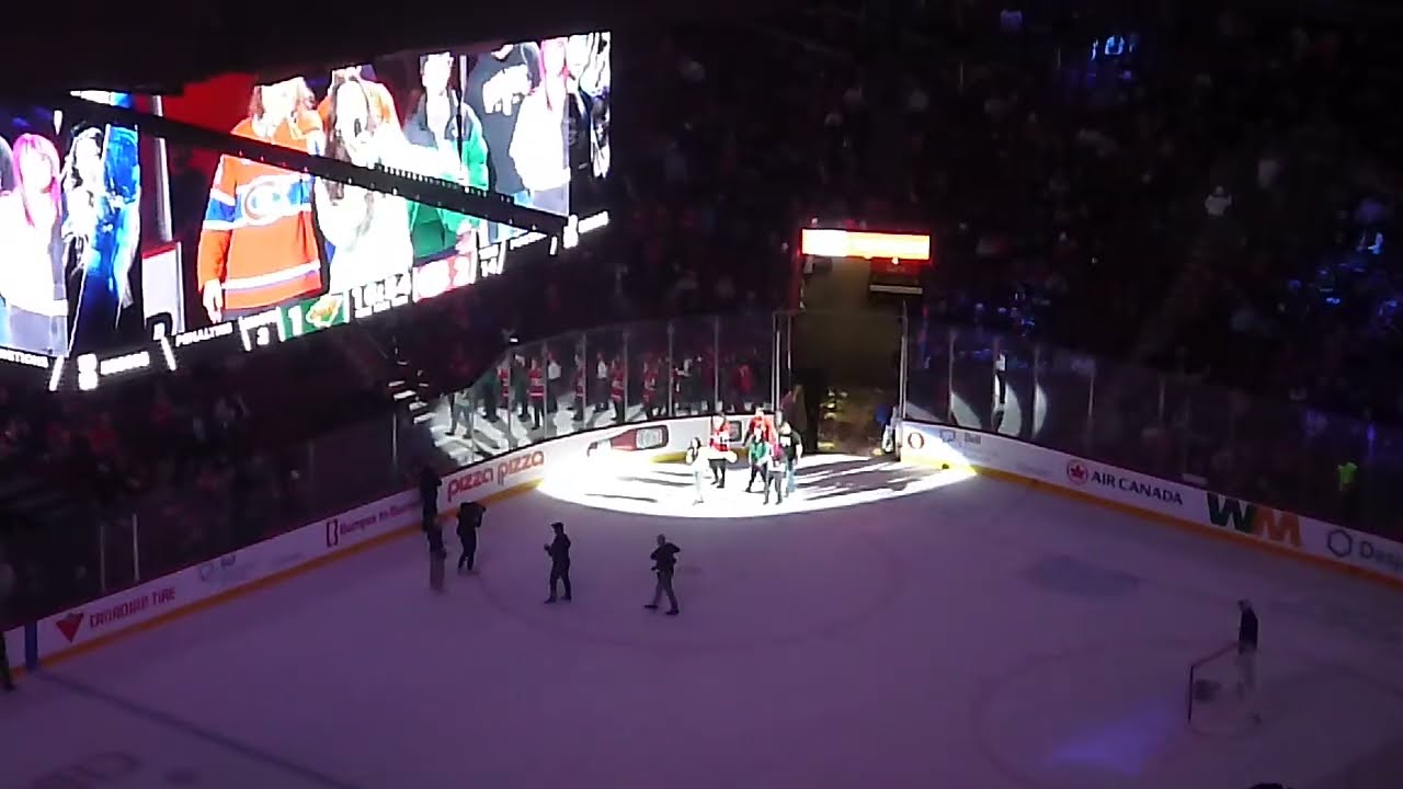 WWE's Sami Zayn judges a wrestling-style promo contest at Montreal Canadiens vs. Minnesota Wild game