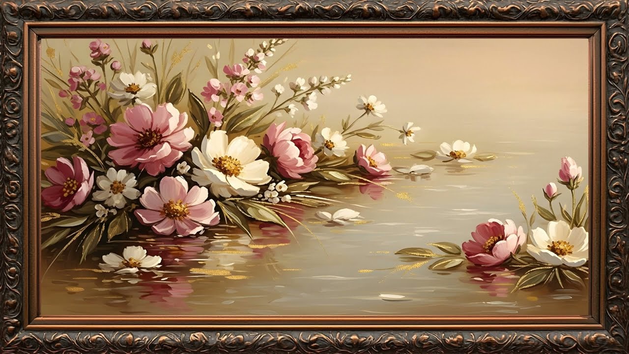 4K Vintage Flower 3D Painting Artwork for Screensaver & Frame TV 🌸✨