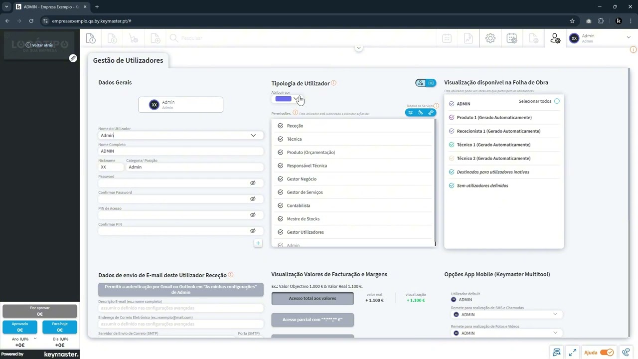 Onboarding - Parametrização dos Utilizadores