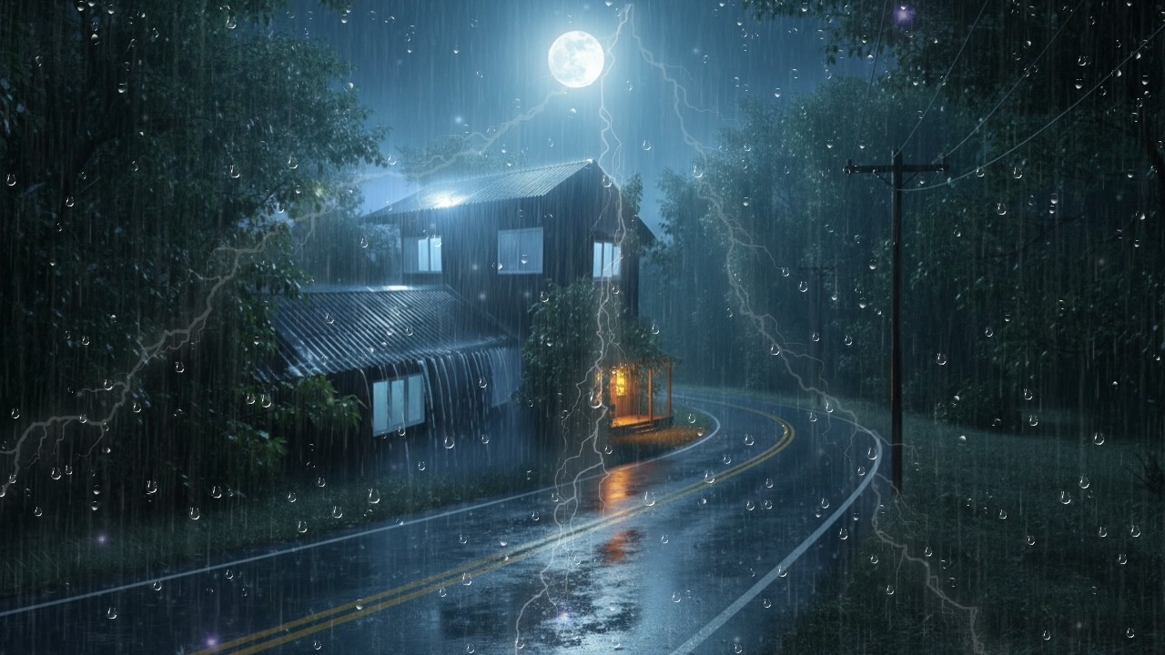 Moonlight Rainstorm in the Woods 🌙 | Relaxing Night Sound