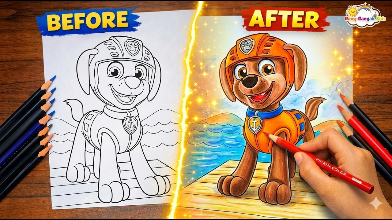🌊 Zuma PAW Patrol Coloring! ✨ Learn Colors and Draw the Water Pup