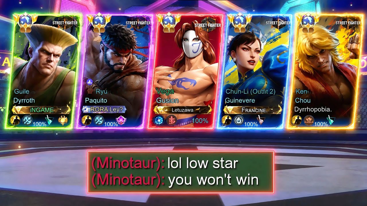 MLBB 5 MAN NEW STREET FIGHTER SKIN!! | HIGH RANK ENEMY UNDERESTIMATE US 🥶