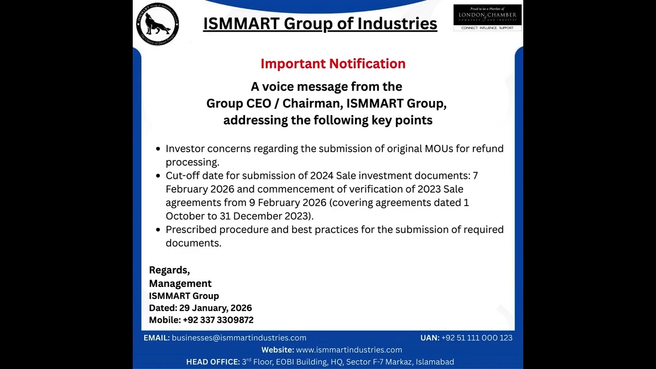 Investor Update on MOU Submissions & Document Verification | ISMMART Group CEO Message