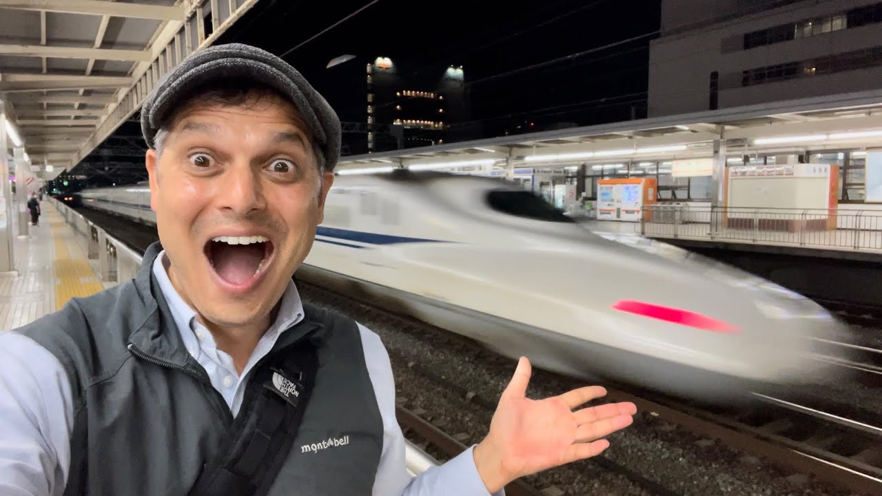 Shinkansen Bullet Trains Speed through Shizuoka Station