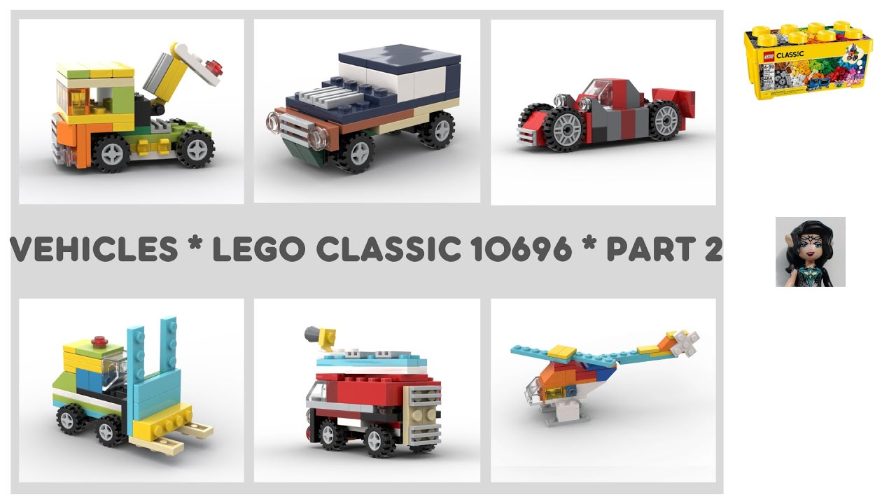VEHICLES PART 2 Lego classic 10696 ideas How to build Fire truck Forklift Helicopter SUV Race car