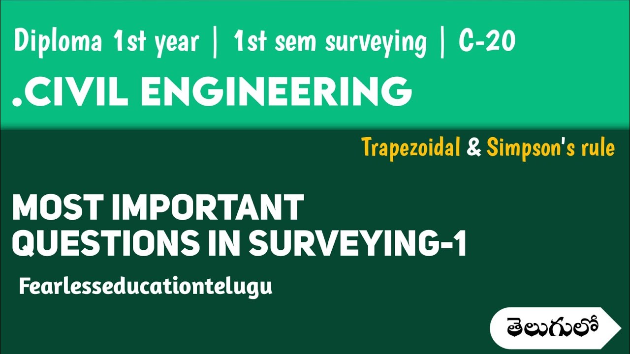 Trapezoidal and Simpson's rule | diploma surveying | Diploma 1st year surveying important questions