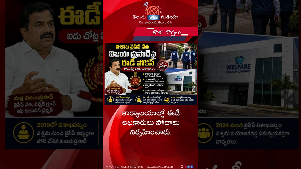 Breaking News | విజయప్రసాద్ ఆస్తులపై ఈడీ సోదాలు!ED Raids | వైసీపీ నేతపై కీలక చర్య!