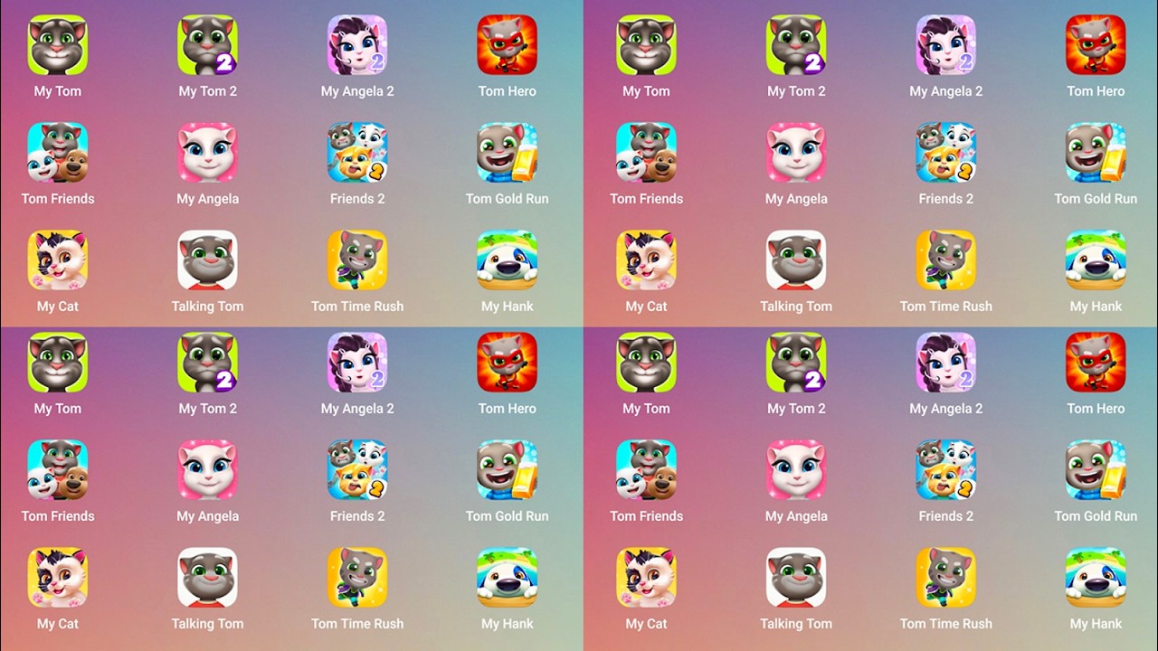 My Angela 2,Tom Hero,Tom Friends,My Angela,Tom Friends2,Tom Gold Run,My Cat,Talking TomTom Time Rush