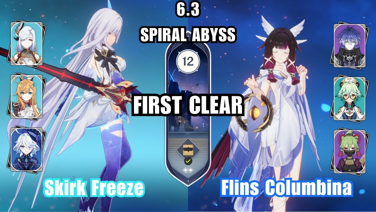 NEW ABYSS!! C0 Skirk Freeze & C1 Flins Columbina Lunar-Charged | 6.3 Spiral Abyss | Genshin Impact