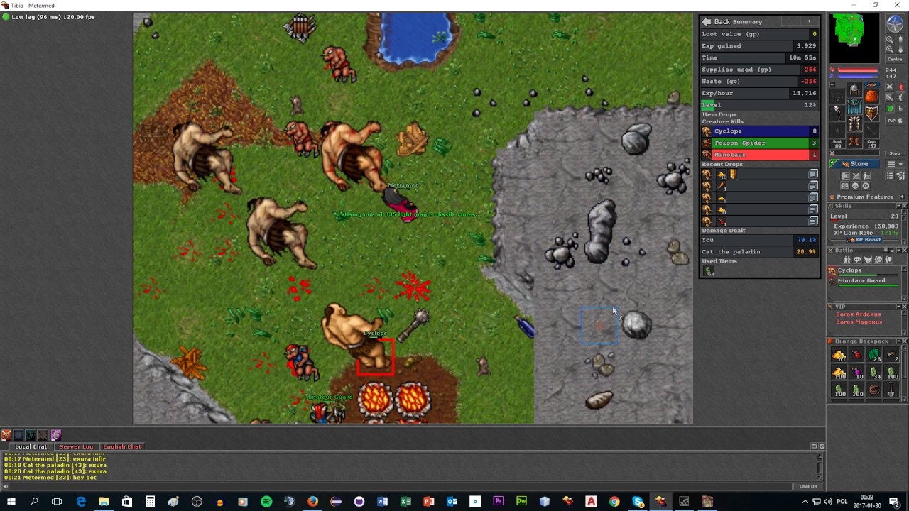 Tibia Druid 1 - 50 lvl FACC Metermed #4 Kopalnie Kazordoon/Cyklopy POH
