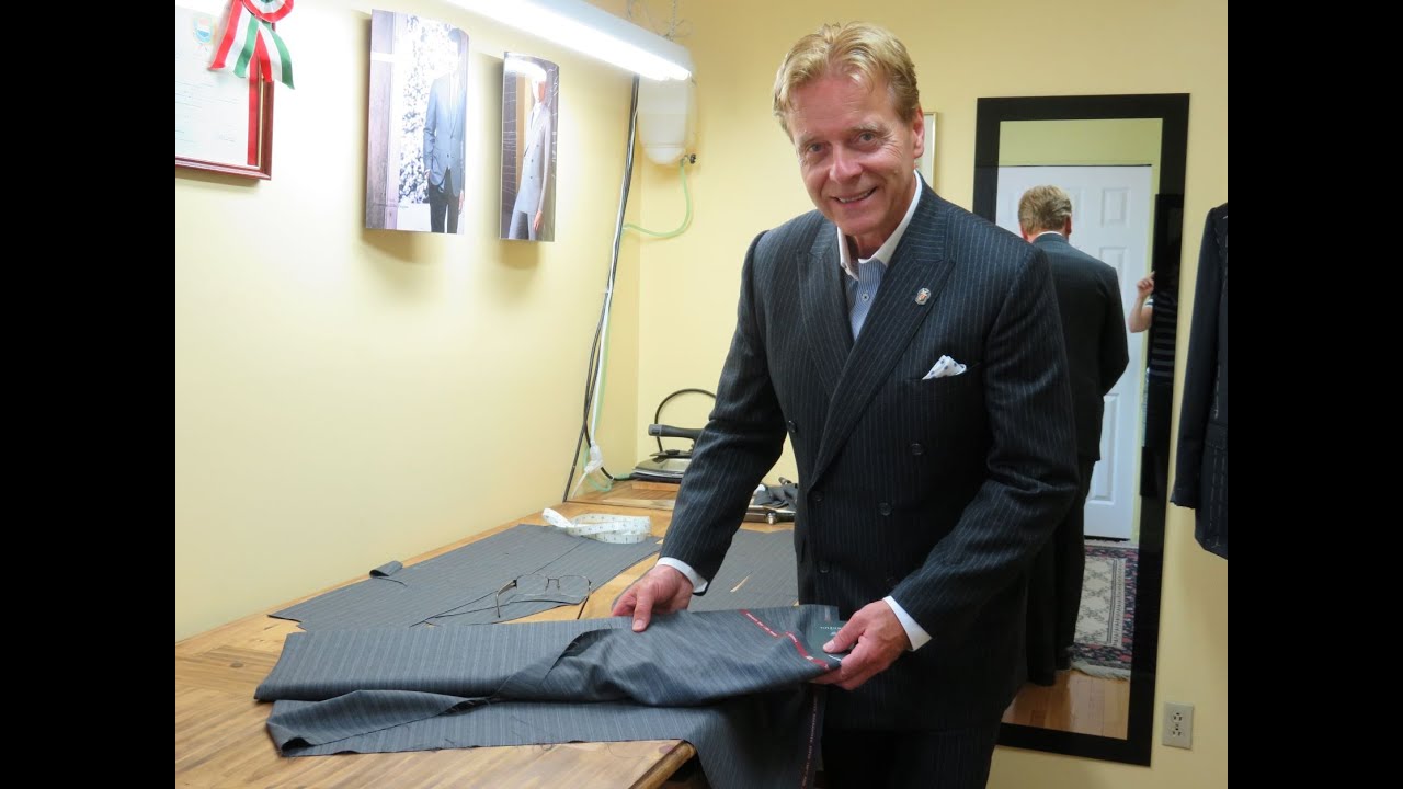 Cutting of a True Bespoke, Custom Made, English Cut suit by Montreal Master Tailor Rudolf Popradi.