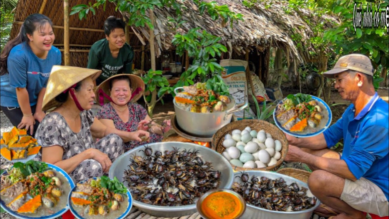 Cháo Cua Đồng Trứng Vịt Lộn, Chả Cua || Món Ăn Miền Tây Quê Nhà || Copper Crab Porridge