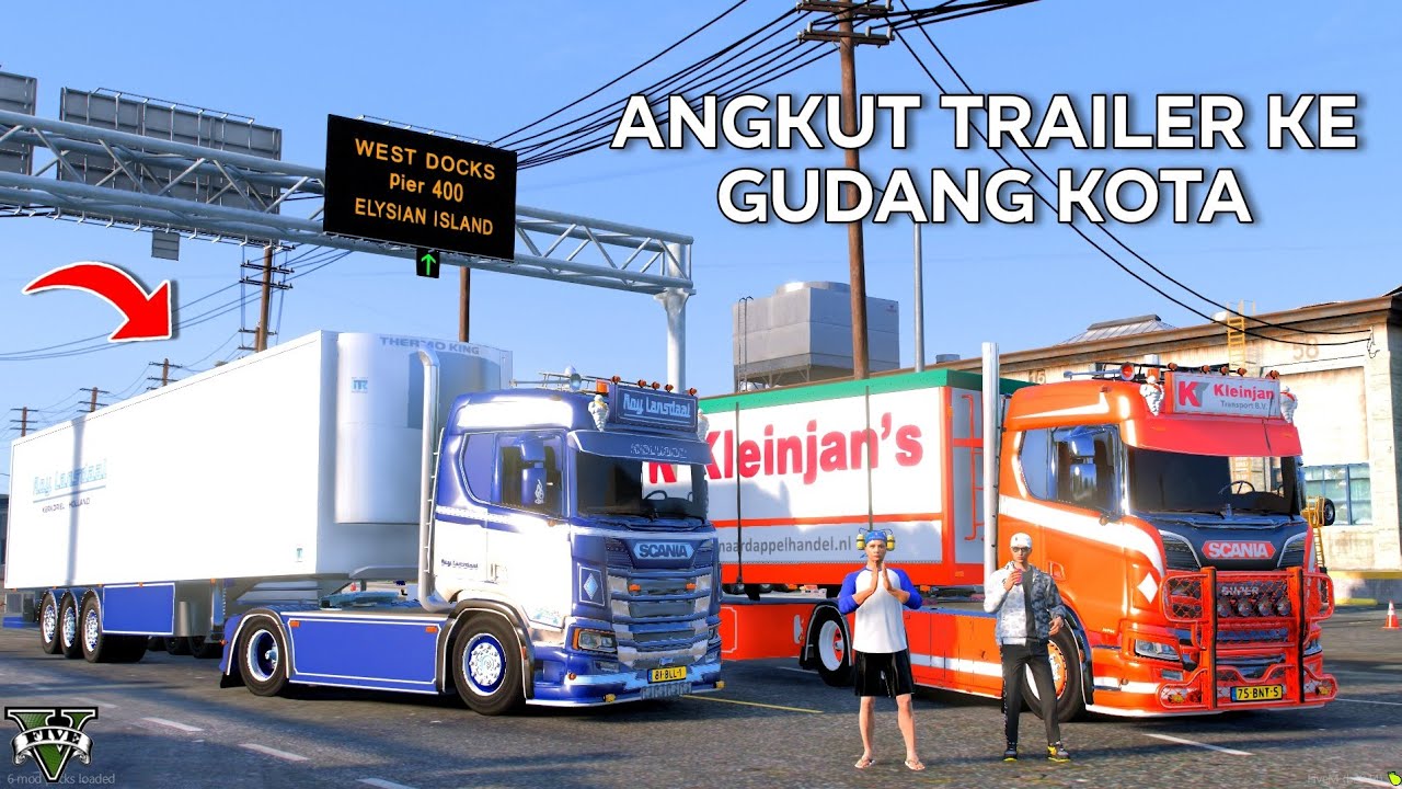 BAMBANG NARIK TRAILER KE GUDANG PAKAI TRUCK OLENG JEDAG JEDUG DI GTA 5 INDONESIA