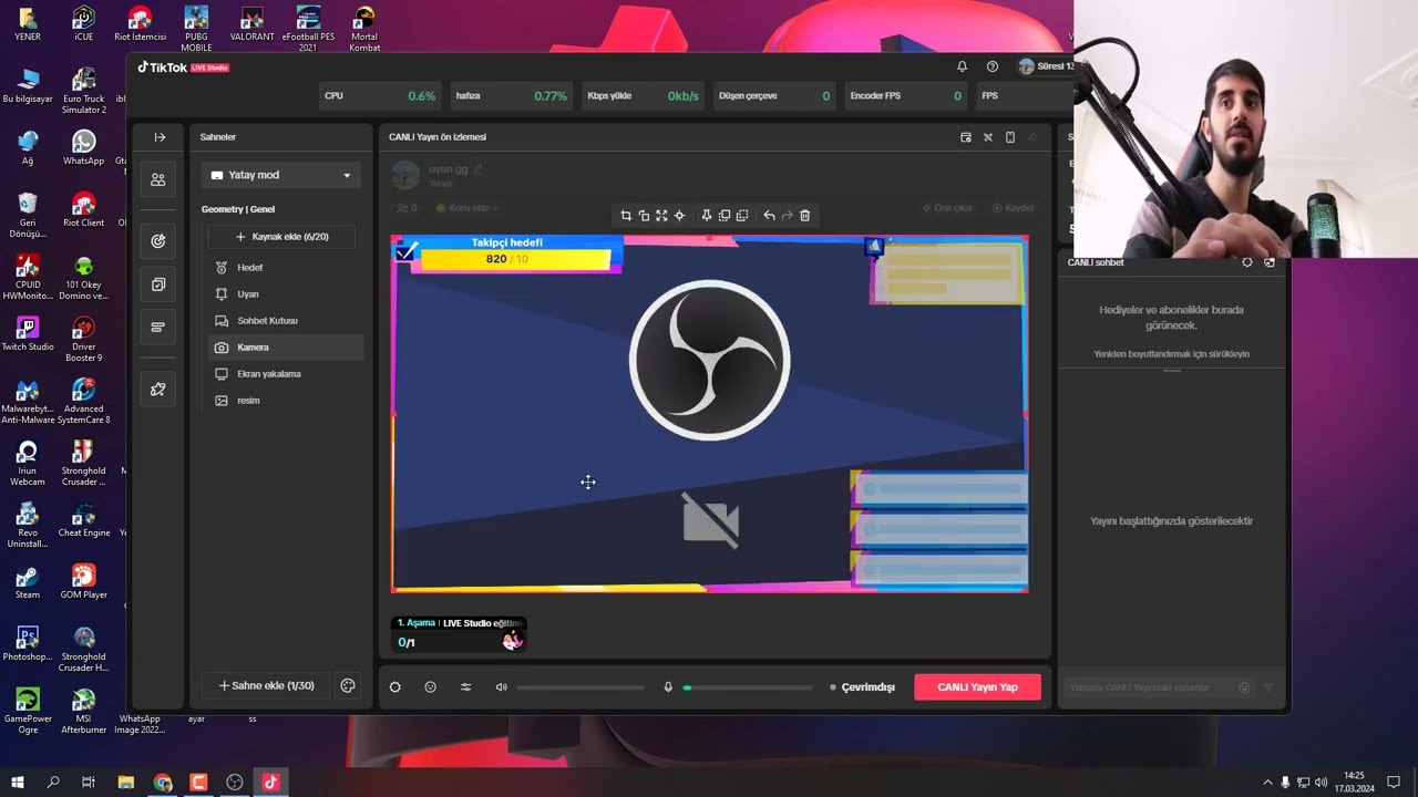 TikTok LIVE Studio da canlı yayın nasıl açılır detaylı anlatım /// OBS VE LİVE AYNI ANDA KULLANIM !!