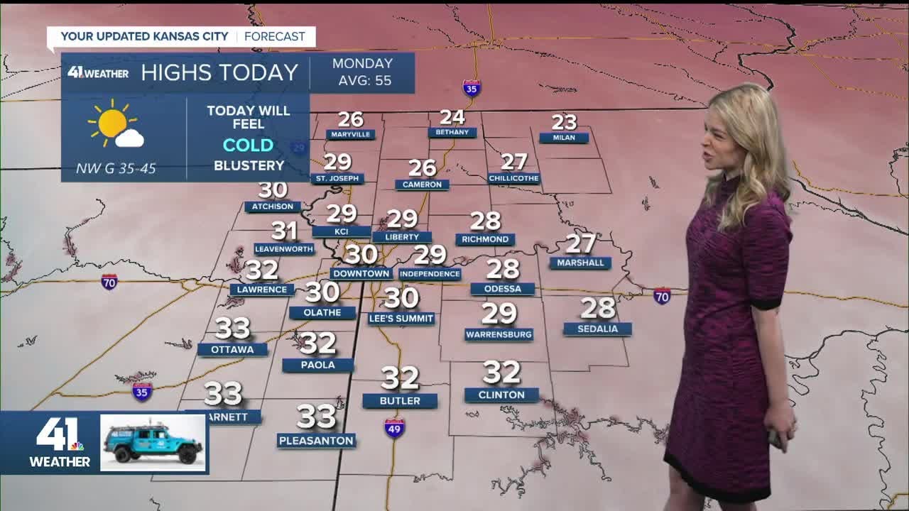 Blustery and bitterly cold Monday in Kansas City