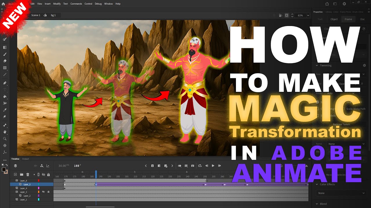 How to Make a Magic Transformation Scene in Adobe Animate | 2D Animation Tutorial | Toon Mentor