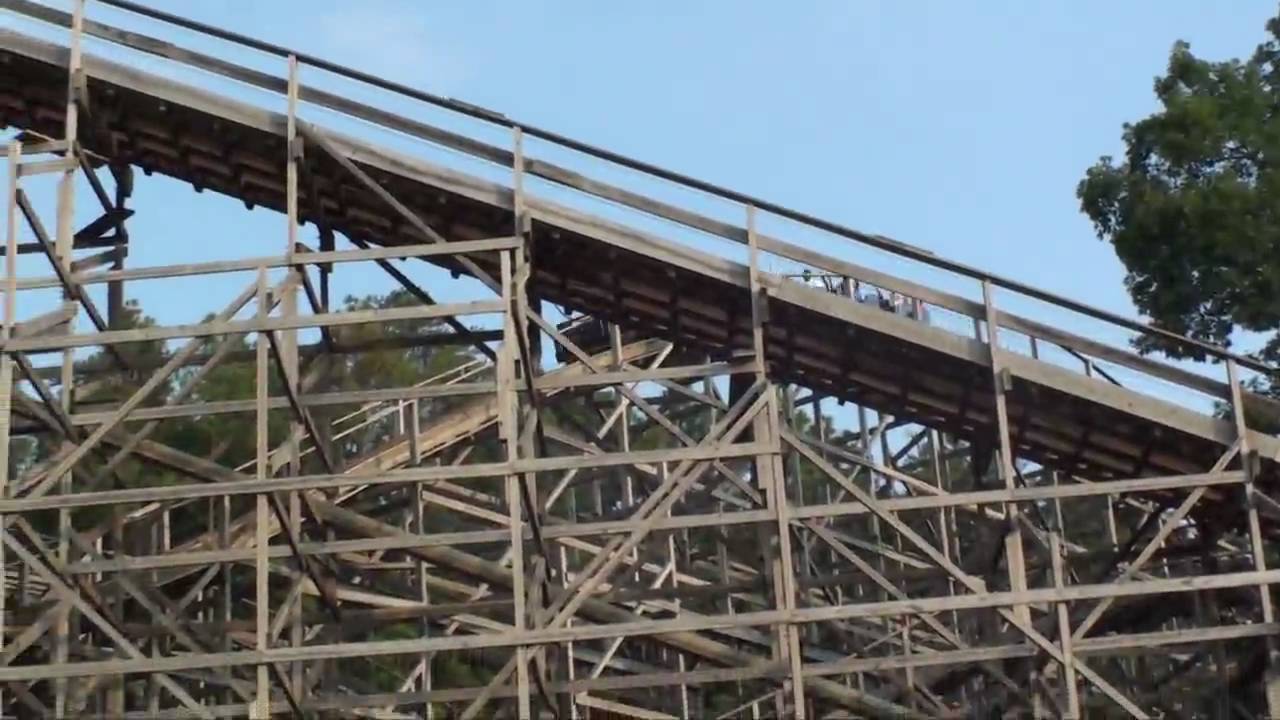 Rampage Wooden Roller Coaster Front Seat POV Alabama Adventure Visionland