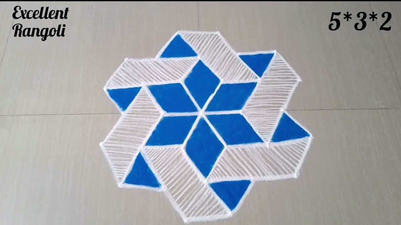 🌺🌺3D Easy poo kolam 🌺5*3*2 dots flower rangol #yt #video #trending #video @excellentrangoli
