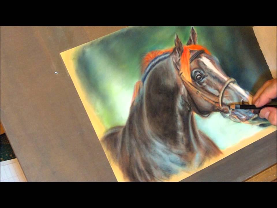 Fast drawing   Polish Horse Malopolski in soft pastels