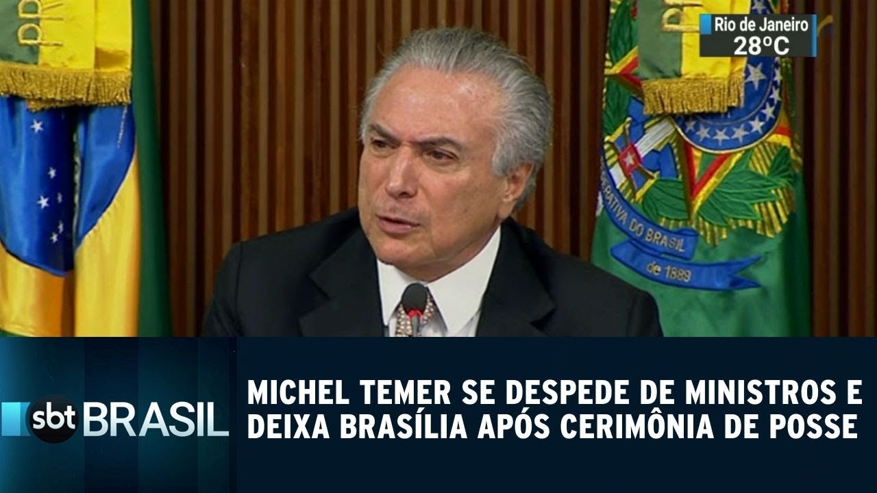 Michel Temer se despede de ministros em Brasília após cerimônia de posse | SBT Brasil (01/01/19)