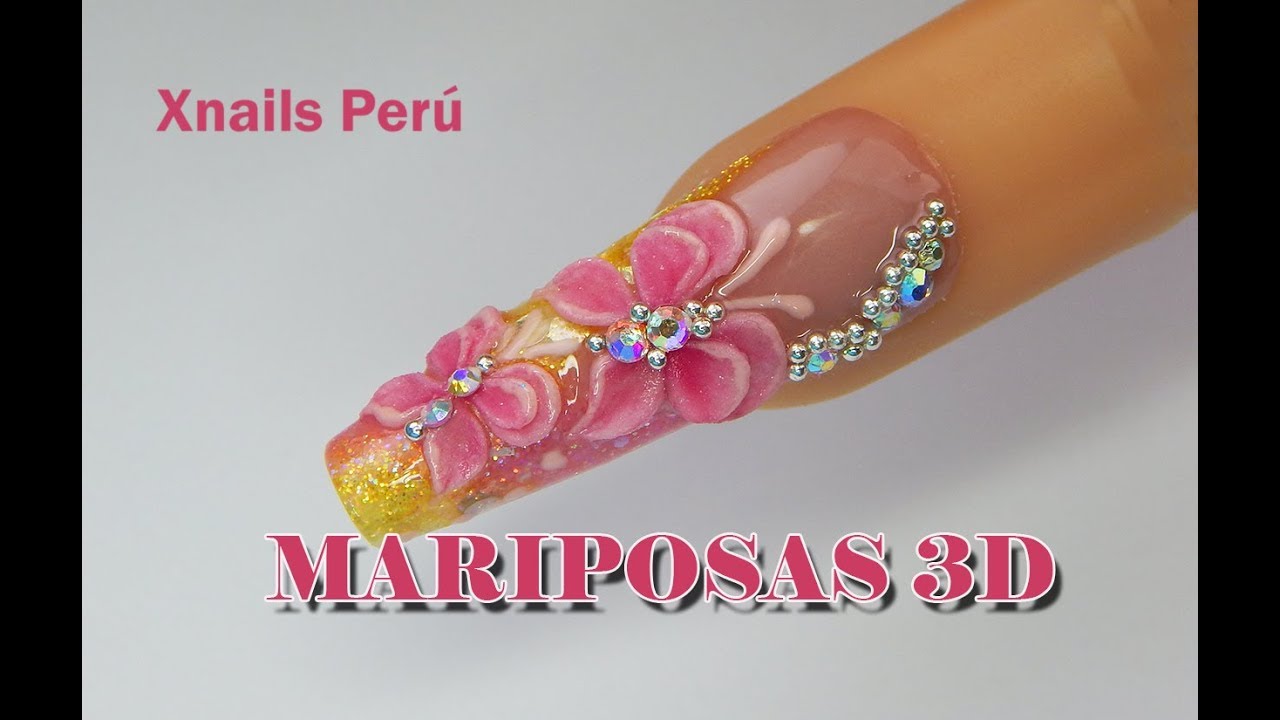 Uñas Acrílicas con Mariposas en 3d / Xnails Peru