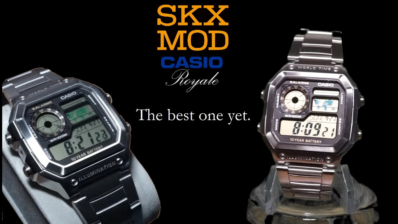 SKXMOD AE1200 Casio Royale Brushed Satin Metal & Sapphire Digital Watch | The best one yet