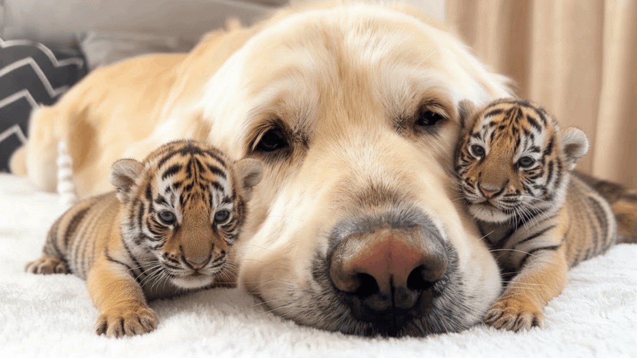 Mother dog raised 3 newborn baby tigers, but when they grew up, the unthinkable happened