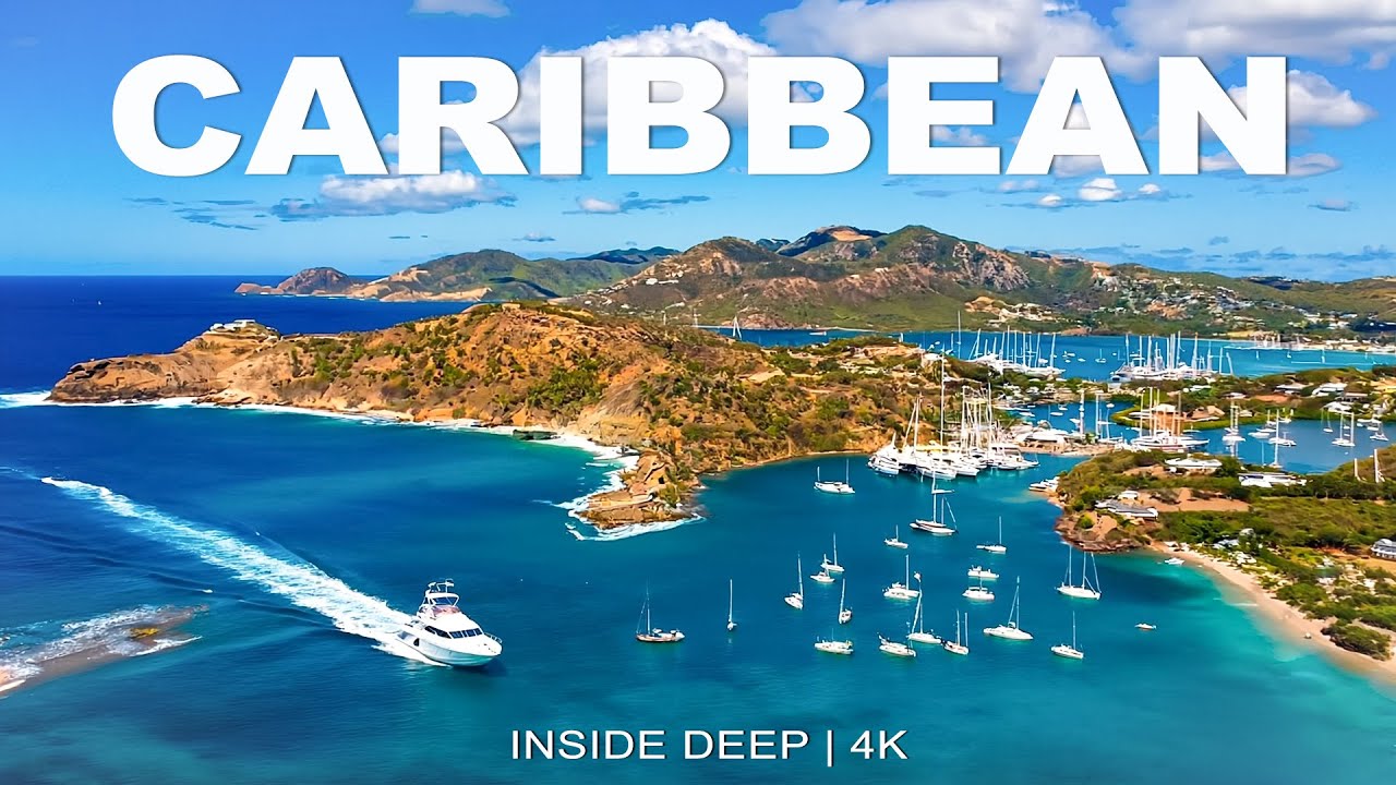 Caribbean 4K - Tropical White Sand Beach in Beautiful Crystal Blue Water With Deep House Chill 🎵