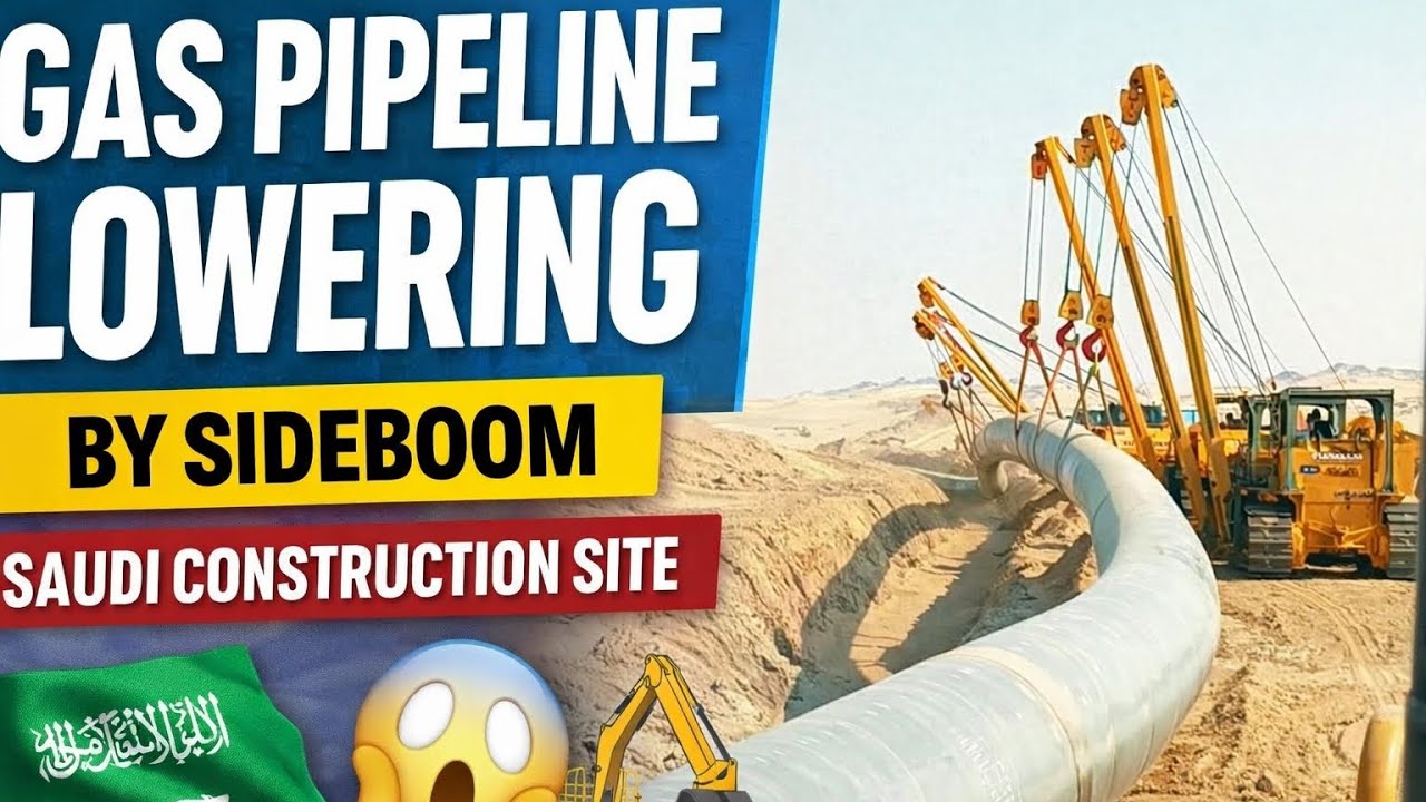 KSA Gas Pipeline Lowering Work by Sideboom | Saudi Construction Site #shorts #shortsvideo 