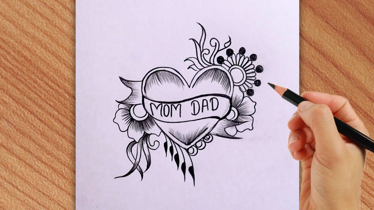 how to make simple mom dad drawing || beautiful drawing idea with pencil