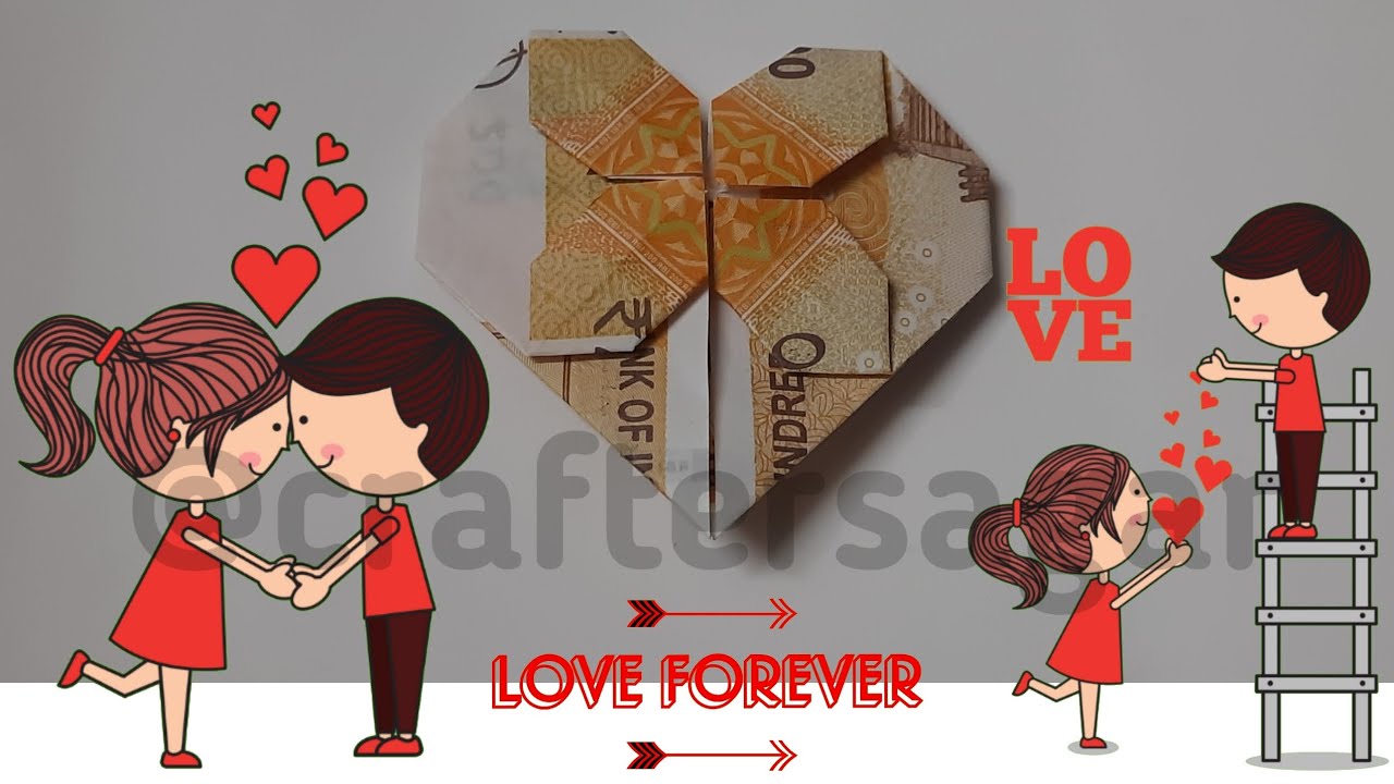 money origami heart ❤️ 200 rupees heart ❤️ @craftersagar