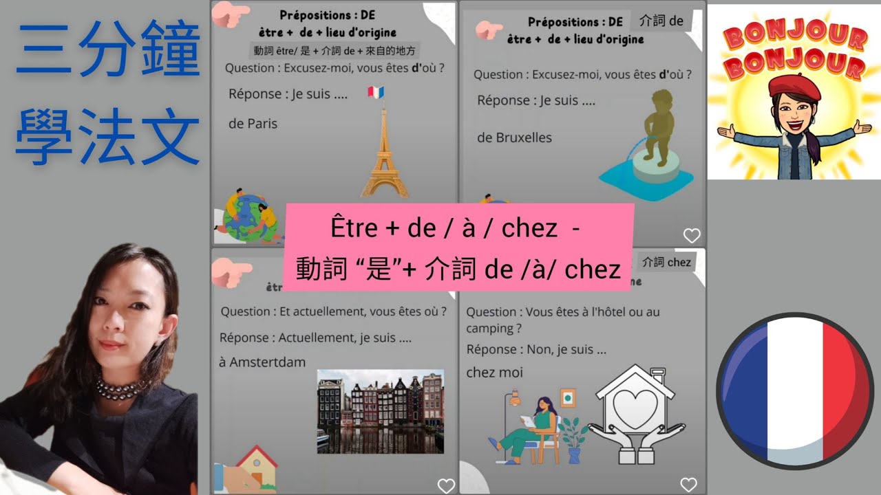 🇨🇵 三分鐘學法文 :了解動詞 &ldquo;&ecirc;tre 是&rdquo;+ 介詞 pr&eacute;positions 