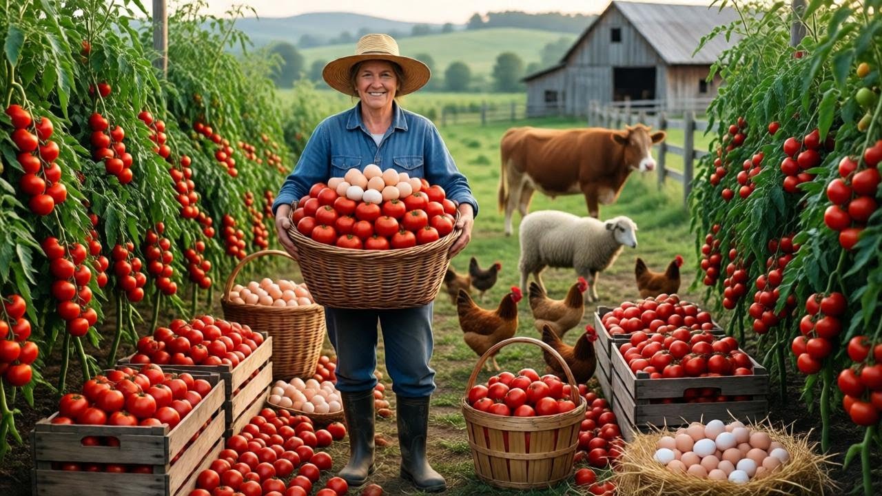 Peaceful Countryside – Egg Collecting, Chickens Clucking & Livestock Care