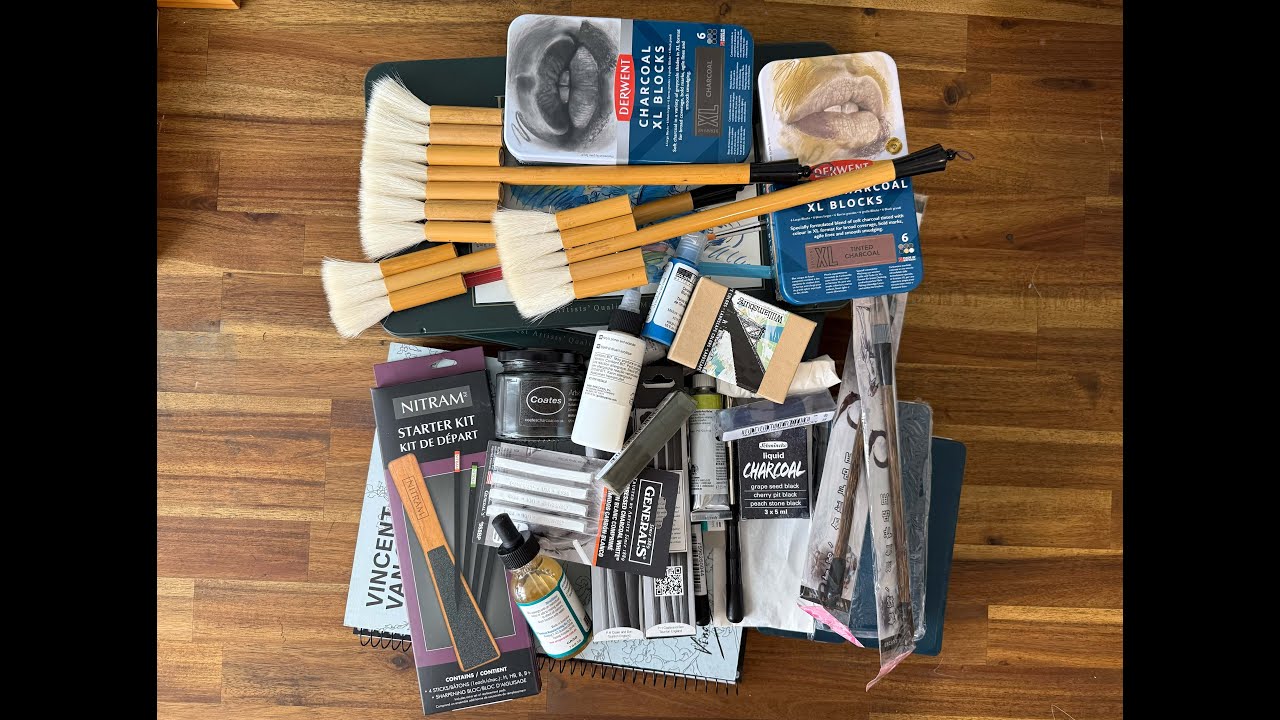 Massive art supply haul! Liquid Charcoal, charcoal pastels and more