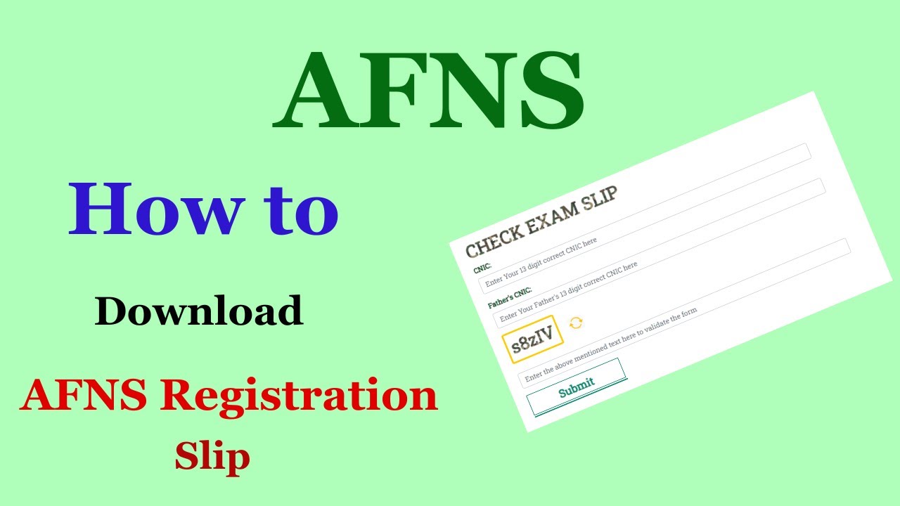 How to Download AFNS Registration Slip | AFNS Roll no Slip Download