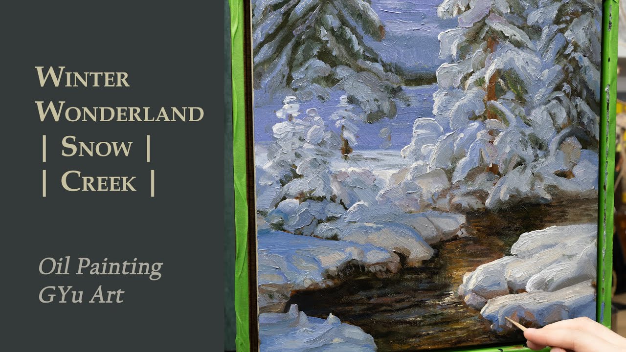 Painting Snow Landscape, A winter wonderland, Oil painting from start to finish #landscape #winter