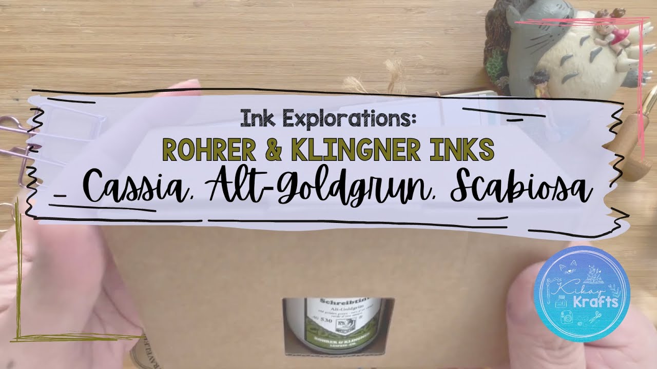 Образцы чернил от меня! Чернила для перьевых ручек Rohrer & Klingner Cassia, Alt-Goldgrun и Scabiosa