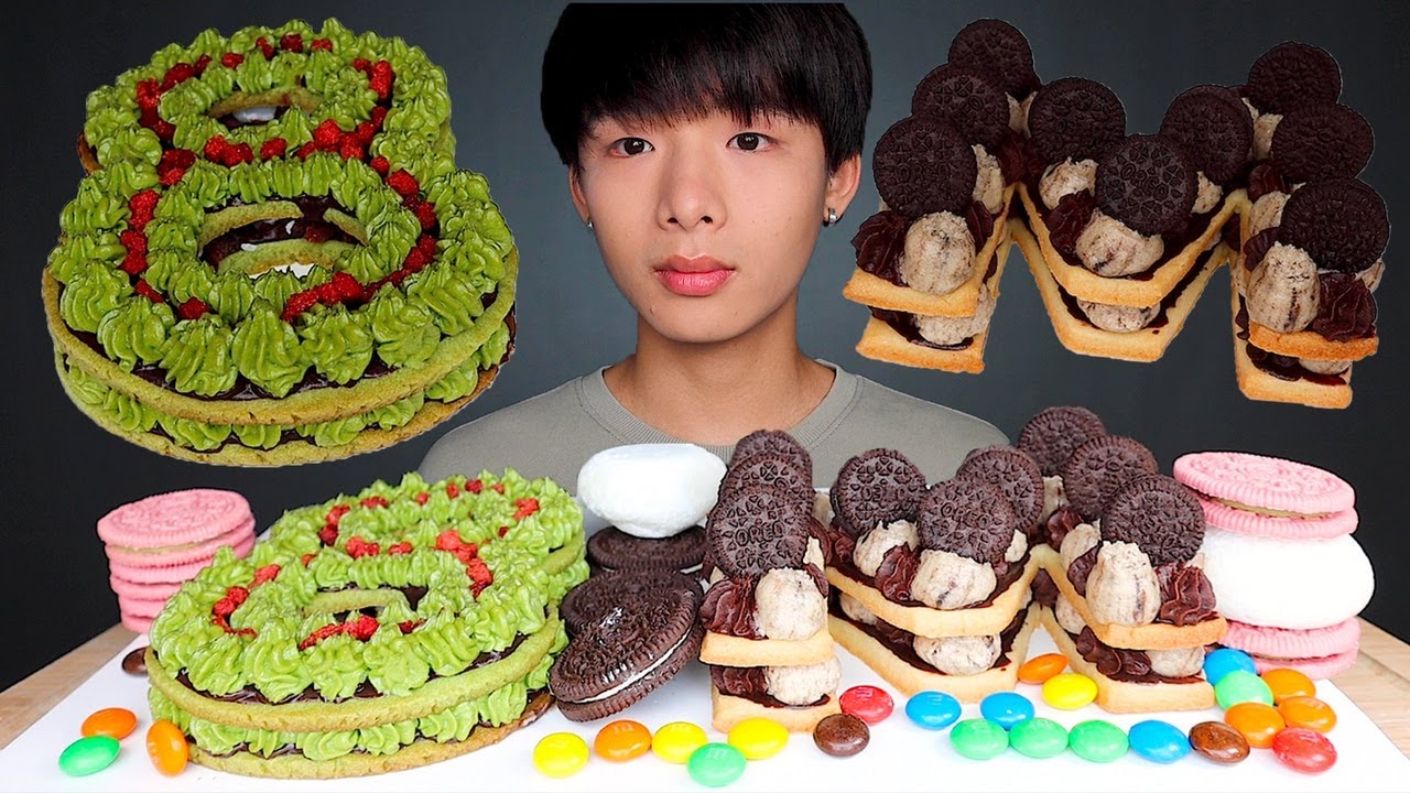 ASMR OREO MATCHA COOKIE CAKES, MOCHI ICE CREAM, OREO COOKIE (Eating Sound) | MAR ASMR