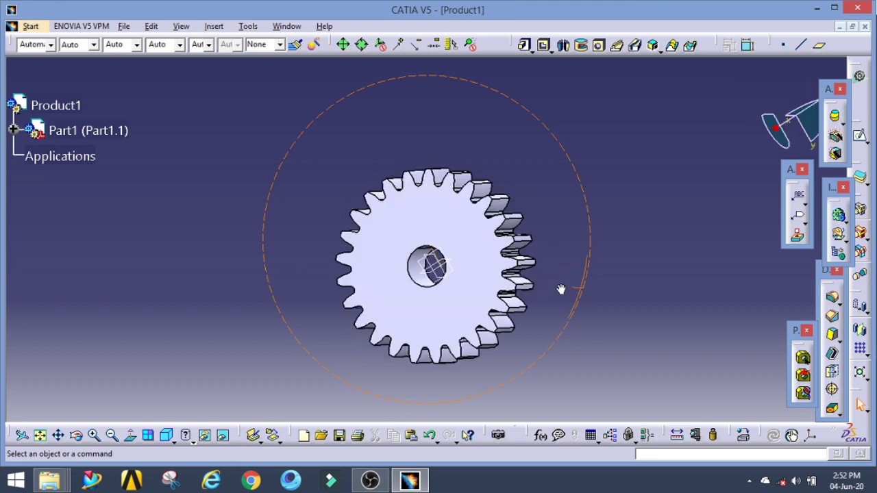 Spur Gear | Catia V5 | Part Design | Sketcher |  Design of  Spur Gear part_1