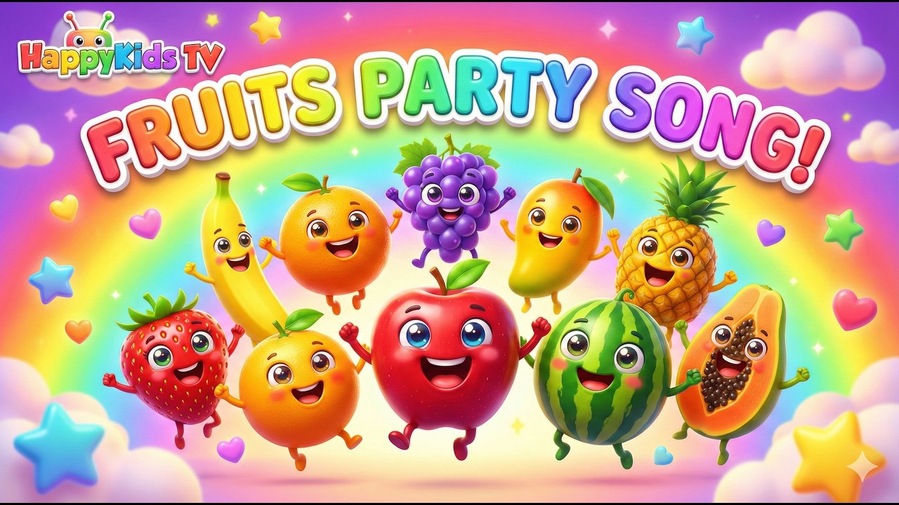Fruits Party Song 🍎🍌 | Fun & Healthy Fruits Rhyme for Kids | @HappyKidsTVabc