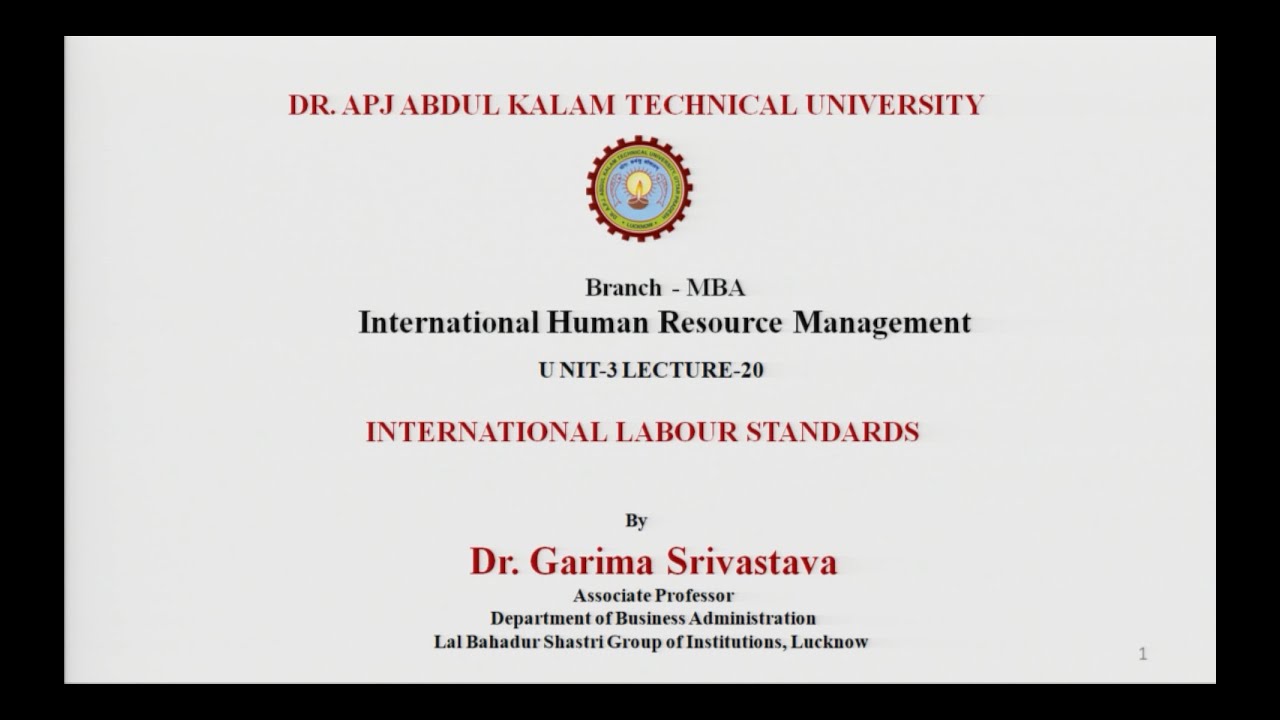 International Human Resource Management | International Labour Standards | AKTU Digital Education