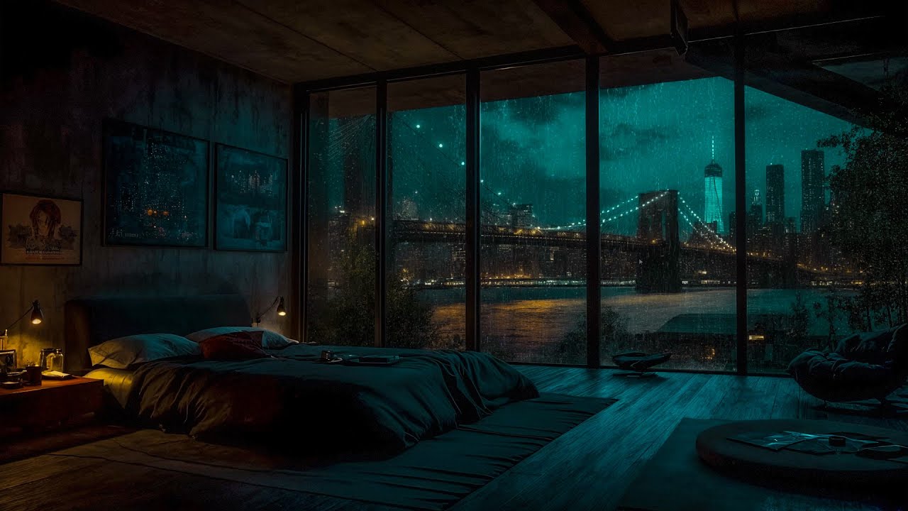 Rainy Night  NYC View – Relaxing Bedroom Ambience for Deep Sleep & Focus