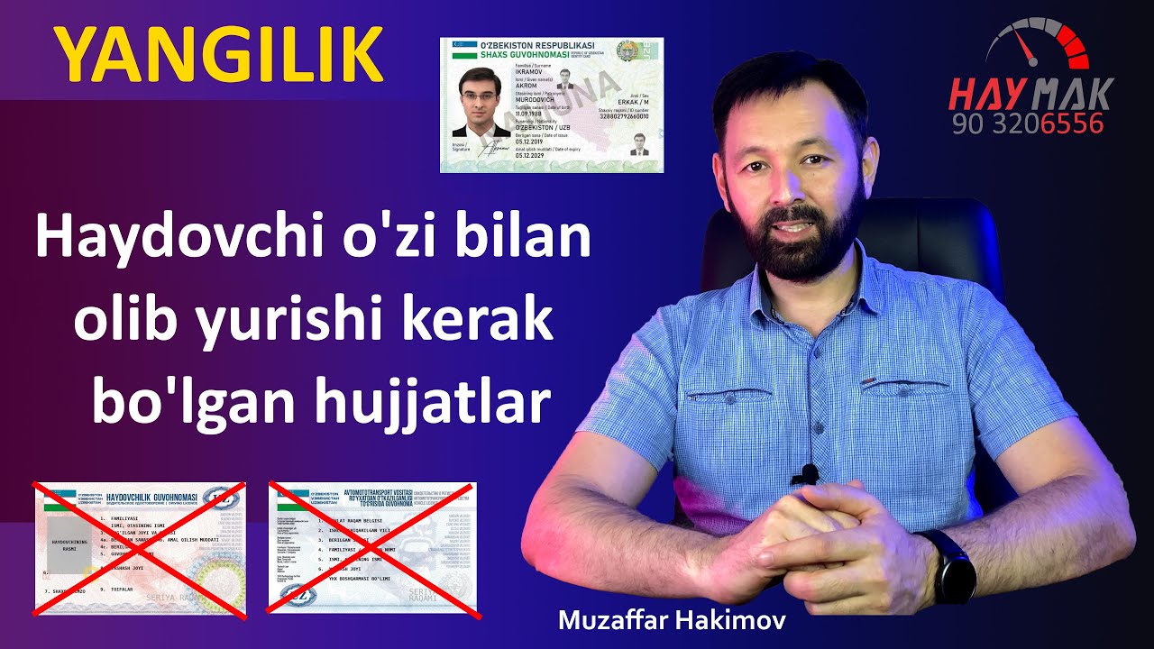 YHQ.2-bo'lim Haydovchining majburiyatlari. 7 va 8 bandlar