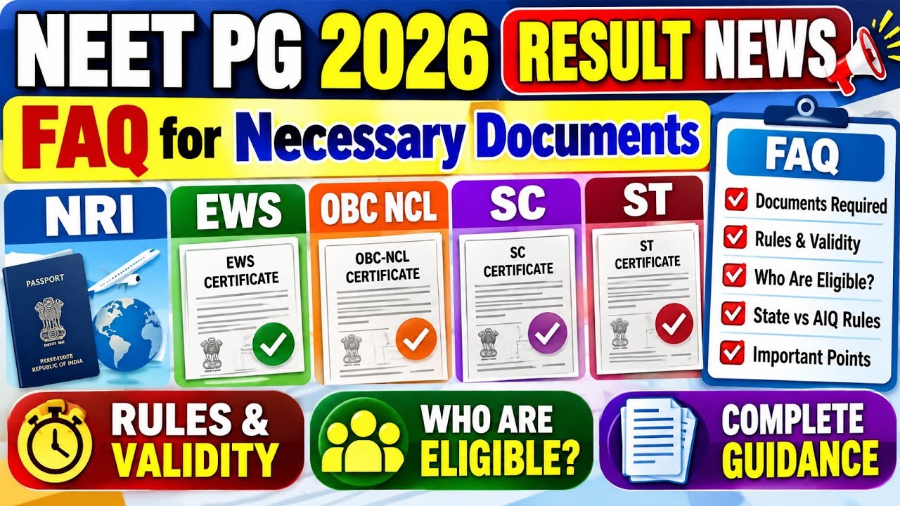 NEET PG 2026 Result Updates: FAQ -Necessary Documents, Rules , Validity, Eligibility#neetpg2026 