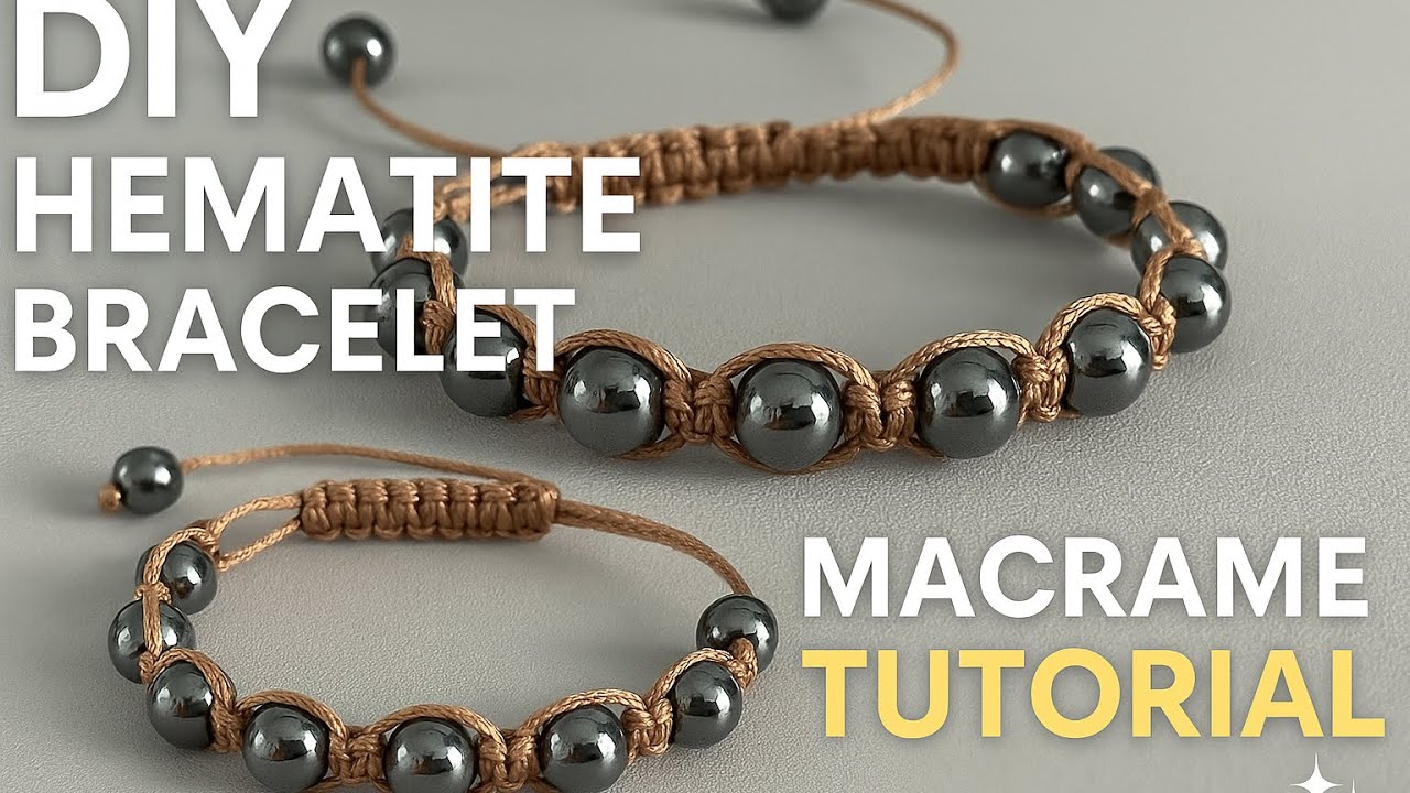 DIY Wax Cord Hematite Bracelet | Easy Macrame Bracelet Tutorial for Beginners